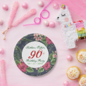 ハイビスカス90歳誕生日パーティー紙プレート ペーパープレート (パーティー)