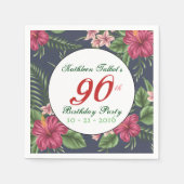 ハイビスカス90thバースデーパーティーペーパーナプキン スタンダードカクテルナプキン (正面)