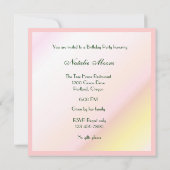 ハイビスカス·ウォーターカラー50歳誕生日パーティーの招待 招待状 (裏面)