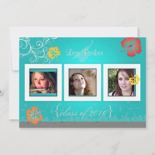 ハイビスカス/スワール/熱帯の花の写真 招待状 (正面)