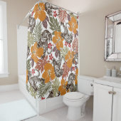 ハイビスカス・タイガー・パターン シャワーカーテン (インサイチュ)