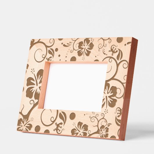 ハイビスカス – デコール付きゲコ1 レーザー彫刻フレーム (左)