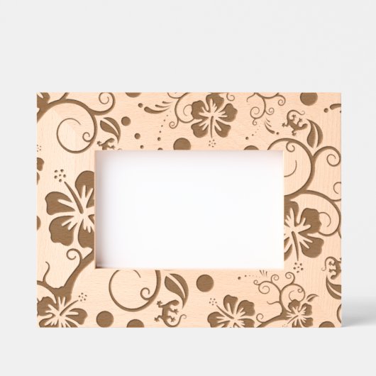 ハイビスカス – デコール付きゲコ1 レーザー彫刻フレーム (正面)