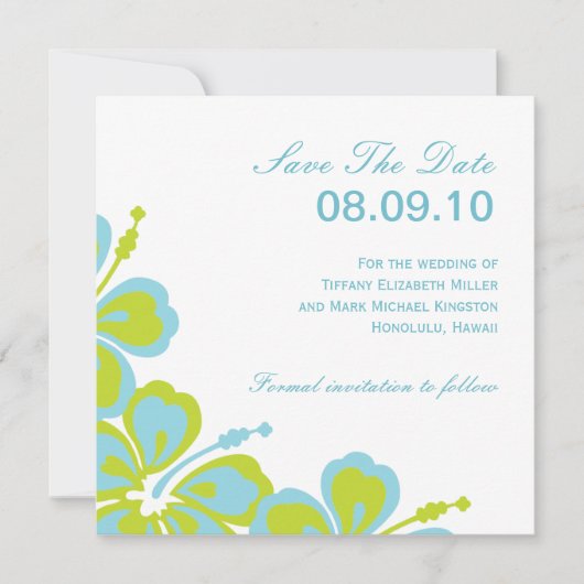 ハイビスカス·デライト、日付を保存、08.09.10、 セーブザデート (正面)