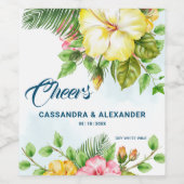 ハイビスカス ハワイアン トロピカル フローラル ワインラベル (シングルラベル)