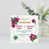 ハイビスカス、バラの花ジオメト結婚リック 招待状 (スタンド正面)