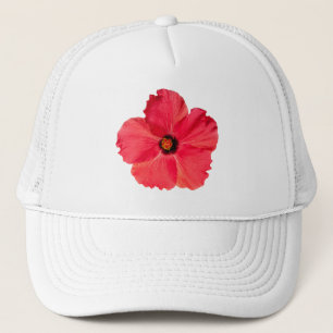 ハイビスカス-パーソナライズな熱帯ショッキングピンクの花 キャップ