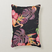 ハイビスカス、フラミンゴ、水彩熱帯パターン。 アクセントクッション (正面(垂直))