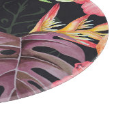 ハイビスカス、フラミンゴ、水彩熱帯パターン。 カッティングボード (角)