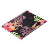 ハイビスカス、フラミンゴ、水彩熱帯パターン。 ノートブック (左側)