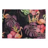 ハイビスカス、フラミンゴ、水彩熱帯パターン。 枕カバー (裏面)