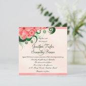 ハイビスカス フローラル ピンク 5.25" スクエア 結婚式招待状 招待状 (スタンド正面)