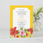 ハイビスカス&プルメリアスルアウ（ハワイ式宴会）誕生会 招待状 (スタンド正面)