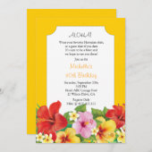 ハイビスカス&プルメリアスルアウ（ハワイ式宴会）誕生会 招待状 (正面/裏面)