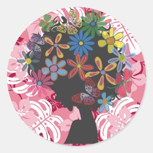 ハイビスカス×ボンバーヘッド ラウンドシール (正面)