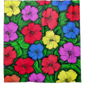 ハイビスカス&モンステラ#4 シャワーカーテン (正面)