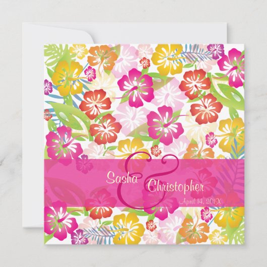 ハイビスカス/ルアウ/レイ 結婚式招待状 招待状 (正面)