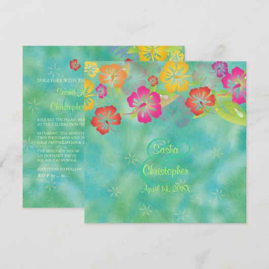 ハイビスカス レイ/ルアー/ウェディング 招待状 (正面/裏面)