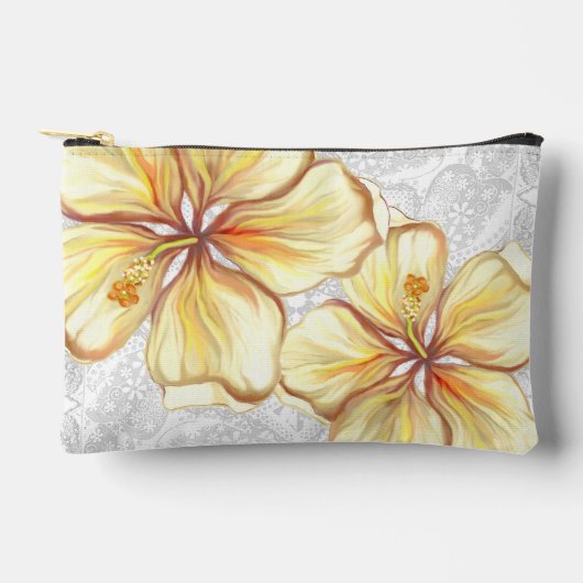ハイビスカス&レースイエロー アクセサリーポーチ (正面)