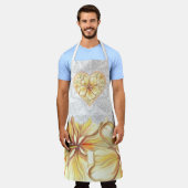 ハイビスカス&レースイエロー エプロン (着用した状態)