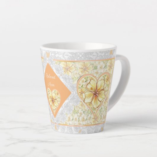 ハイビスカス&レースイエロー カフェラテマグ (右アングル)