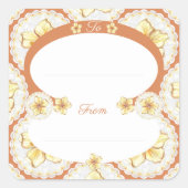 ハイビスカス&レースイエロー スクエアシール (正面)