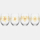 ハイビスカス&レースイエロー ステムなしワイングラス (左)