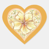 ハイビスカス&レースイエロー ハートシール (正面)