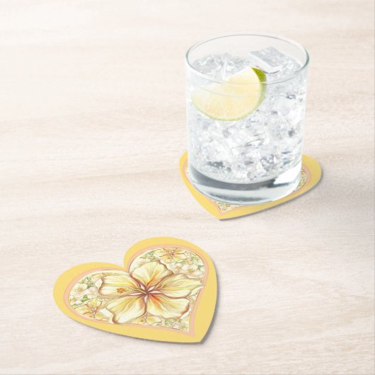 ハイビスカス&レースイエロー ペーパーコースター (インサイチュ)