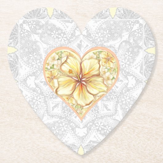 ハイビスカス&レースイエロー ペーパーコースター (正面)