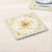 ハイビスカス&レースイエロー ペーパーコースター (アングル)