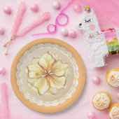 ハイビスカス&レースイエロー ペーパープレート (パーティー)