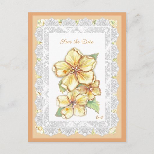 ハイビスカス&レースイエロー ポストカード (正面)