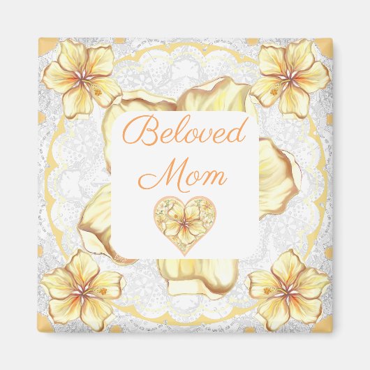 ハイビスカス&レースイエロー マグネット (正面)