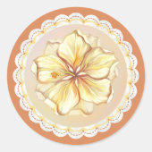 ハイビスカス&レースイエロー ラウンドシール (正面)