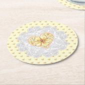 ハイビスカス&レースイエロー ラウンドペーパーコースター (アングル)