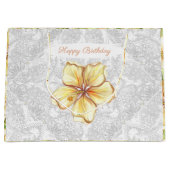 ハイビスカス&レースイエロー ラージペーパーバッグ (正面)