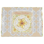 ハイビスカス&レースイエロー ラージペーパーバッグ (正面)