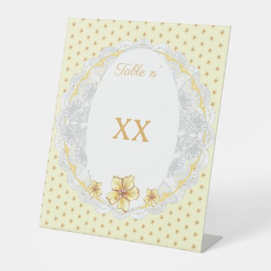 ハイビスカス&レースイエロー 台座サイン (正面)