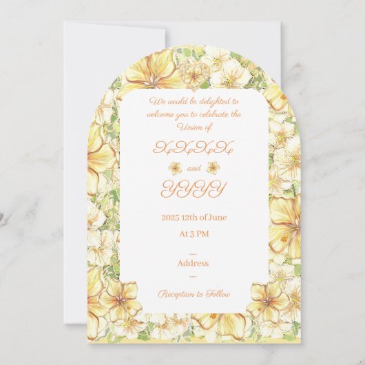 ハイビスカス&レースイエロー 招待状 (裏面)