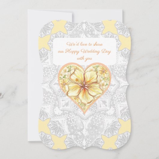 ハイビスカス&レースイエロー 招待状 (正面)