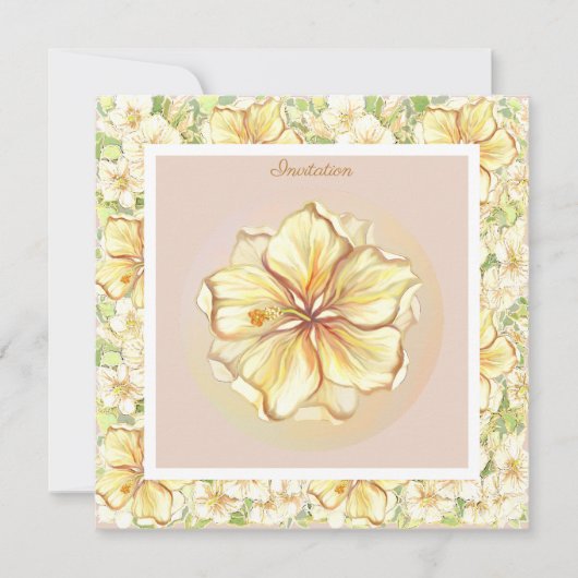 ハイビスカス&レースイエロー 招待状 (正面)