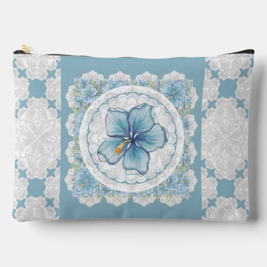 ハイビスカス&レースターコイズ アクセサリーポーチ (正面)