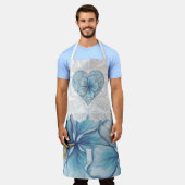 ハイビスカス&レースターコイズ エプロン (着用した状態)