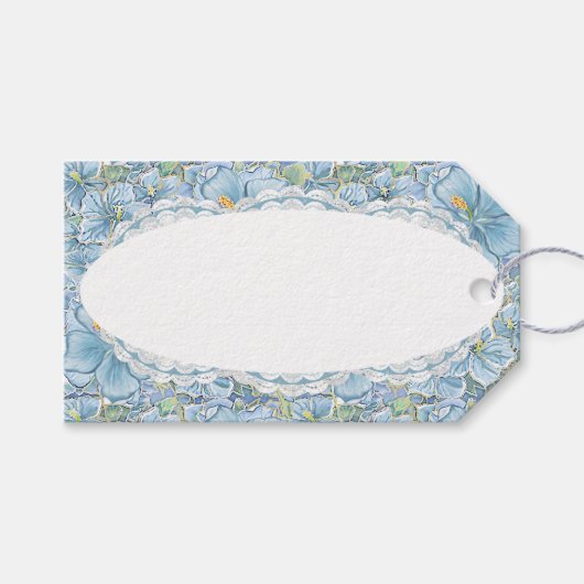 ハイビスカス&レースターコイズ ギフトタグ (正面(横))