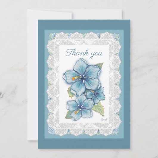 ハイビスカス&レースターコイズ サンキューカード (正面)