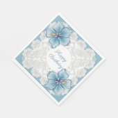 ハイビスカス&レースターコイズ スタンダードランチョンナプキン (角)
