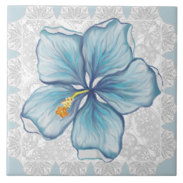 ハイビスカス&レースターコイズ タイル