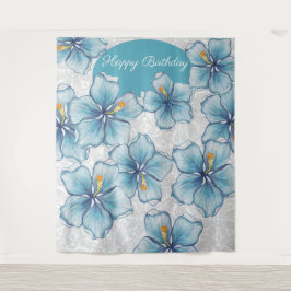 ハイビスカス&レースターコイズ タペストリー