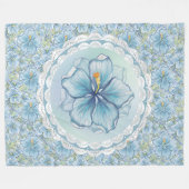 ハイビスカス&レースターコイズ フリースブランケット (正面(横))